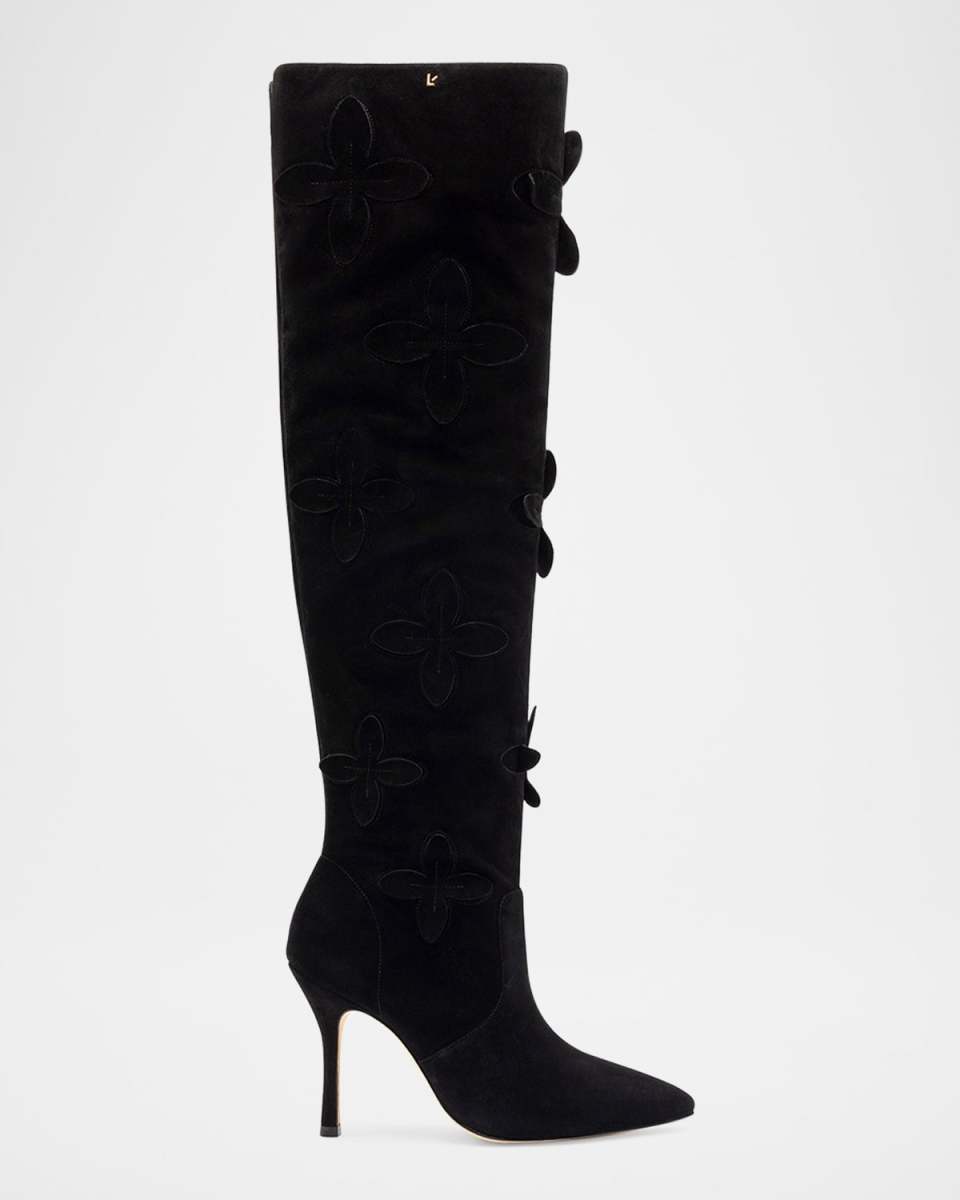 Julia Suede Flower Stiletto Boots